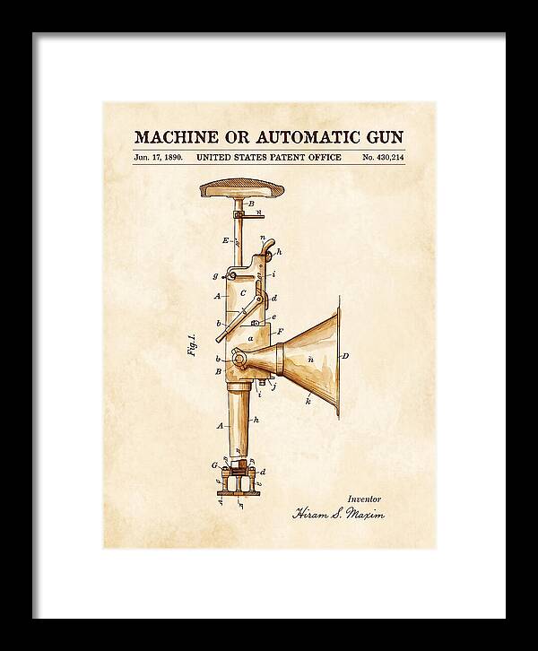 Maxim Machine Gun Watercolor Patent Us430214