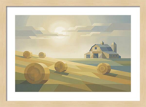 Meadow Serenity With Hay Bales