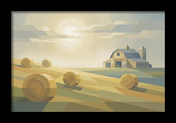 Meadow Serenity With Hay Bales