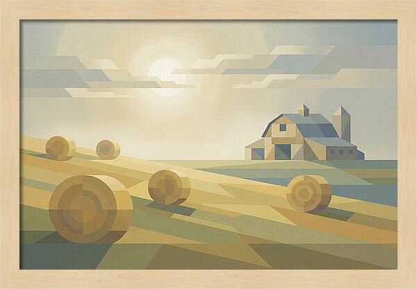 Meadow Serenity With Hay Bales