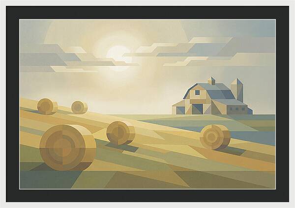 Meadow Serenity With Hay Bales