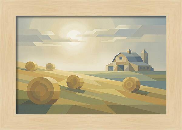 Meadow Serenity With Hay Bales