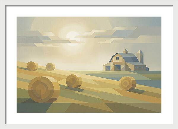 Meadow Serenity With Hay Bales