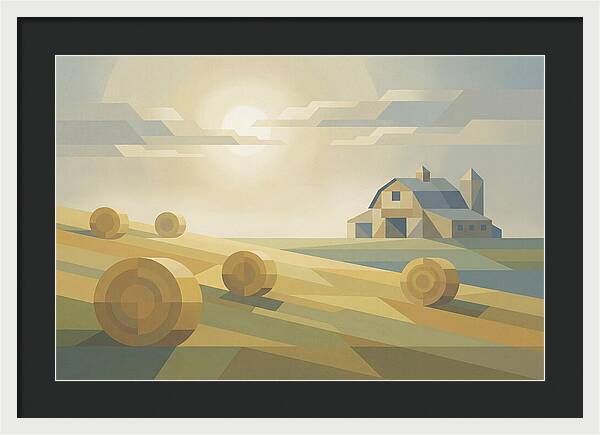 Meadow Serenity With Hay Bales