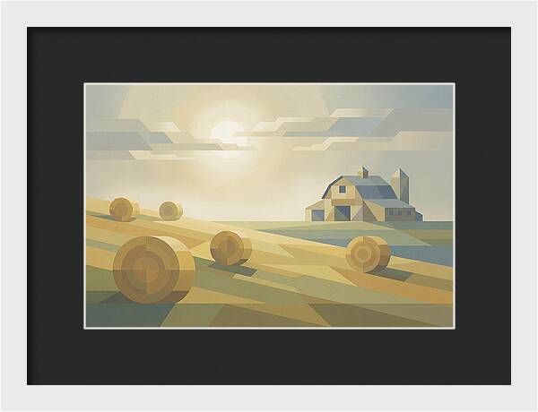 Meadow Serenity With Hay Bales