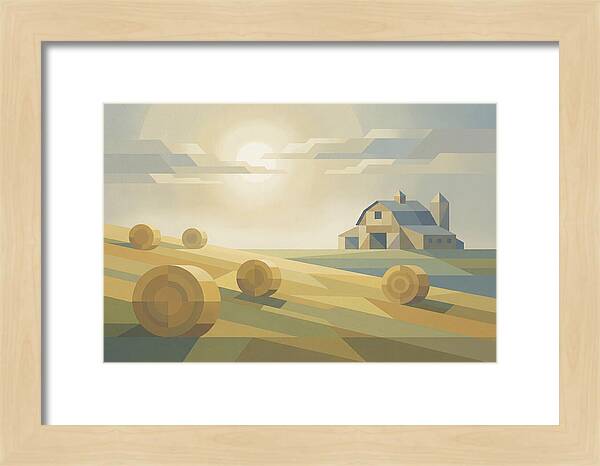 Meadow Serenity With Hay Bales