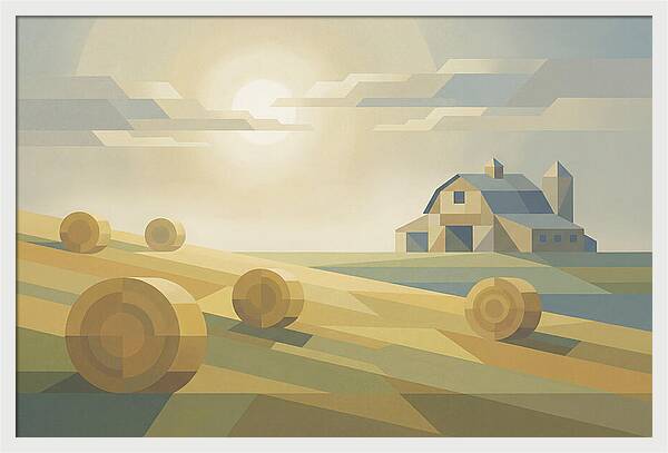 Meadow Serenity With Hay Bales