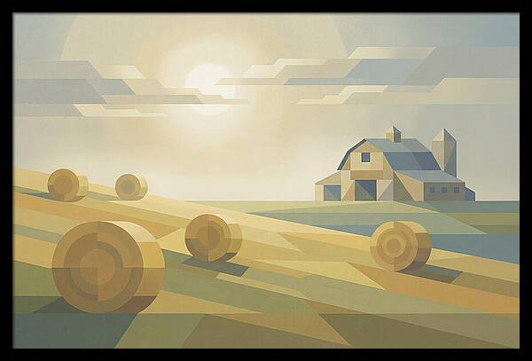 Meadow Serenity With Hay Bales