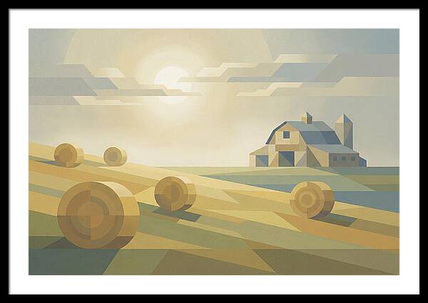 Meadow Serenity With Hay Bales