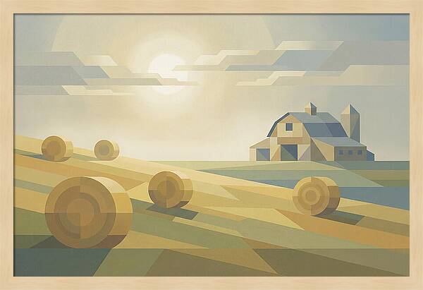 Meadow Serenity With Hay Bales