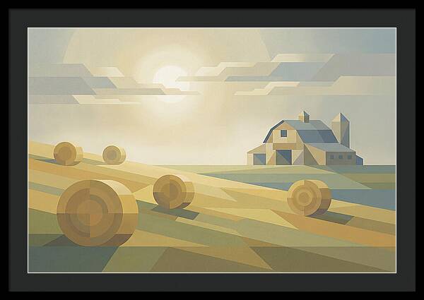 Meadow Serenity With Hay Bales