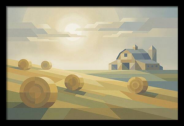 Meadow Serenity With Hay Bales