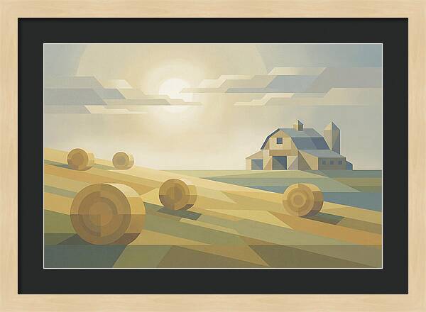Meadow Serenity With Hay Bales