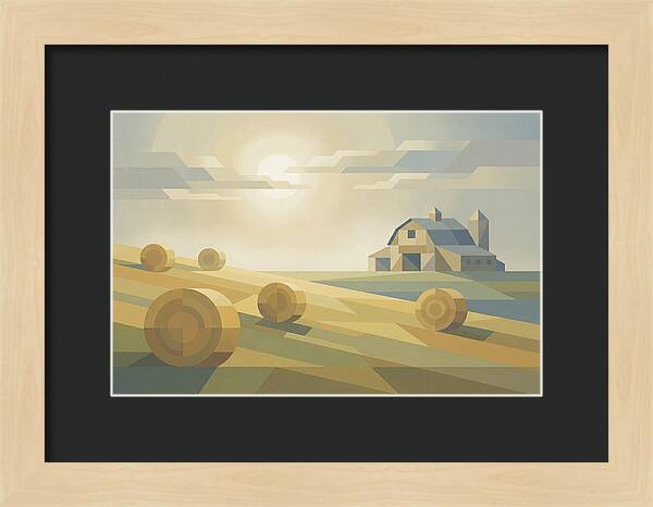 Meadow Serenity With Hay Bales