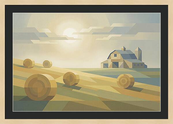 Meadow Serenity With Hay Bales