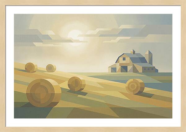 Meadow Serenity With Hay Bales