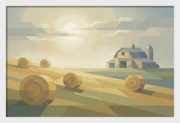 Meadow Serenity With Hay Bales