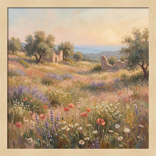 Meadow Wildflowers Under Mediterranean Sky