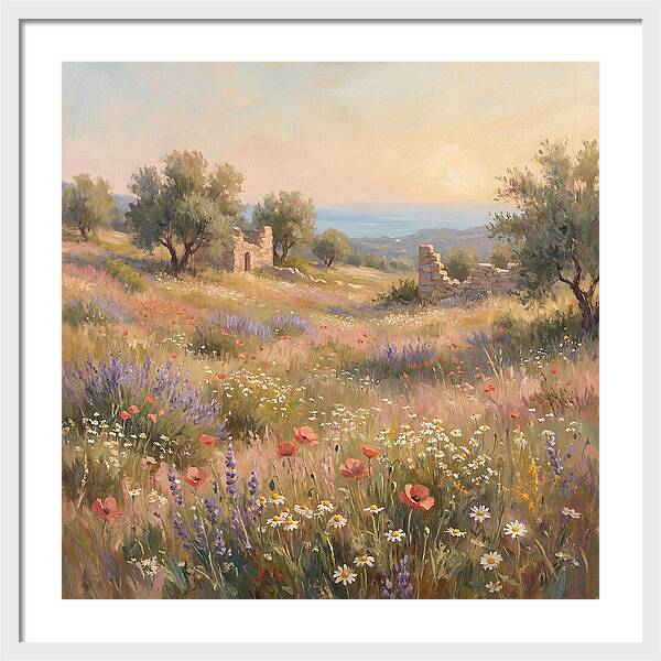 Meadow Wildflowers Under Mediterranean Sky