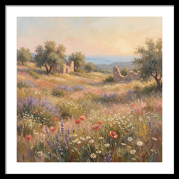 Meadow Wildflowers Under Mediterranean Sky