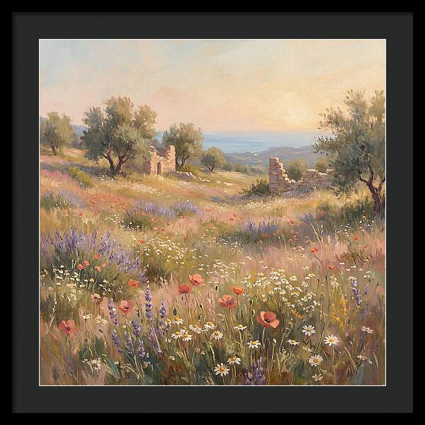 Meadow Wildflowers Under Mediterranean Sky