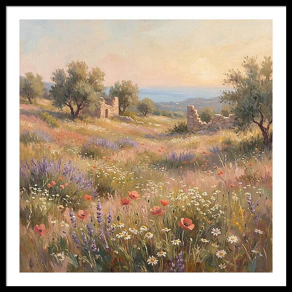 Meadow Wildflowers Under Mediterranean Sky