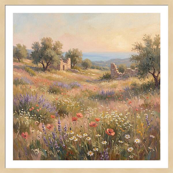 Meadow Wildflowers Under Mediterranean Sky