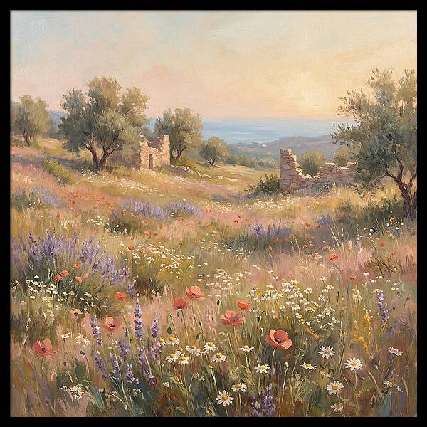 Meadow Wildflowers Under Mediterranean Sky