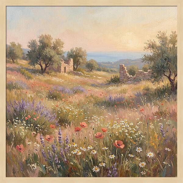 Meadow Wildflowers Under Mediterranean Sky