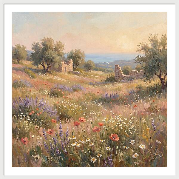 Meadow Wildflowers Under Mediterranean Sky