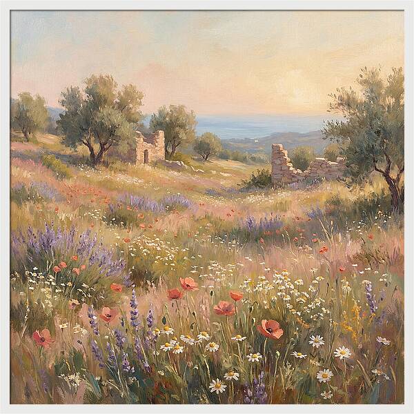 Meadow Wildflowers Under Mediterranean Sky
