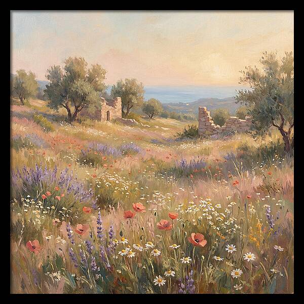Meadow Wildflowers Under Mediterranean Sky