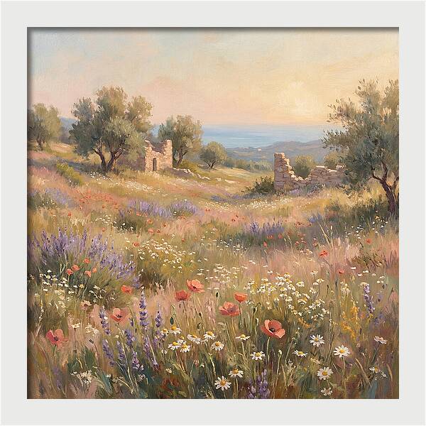 Meadow Wildflowers Under Mediterranean Sky