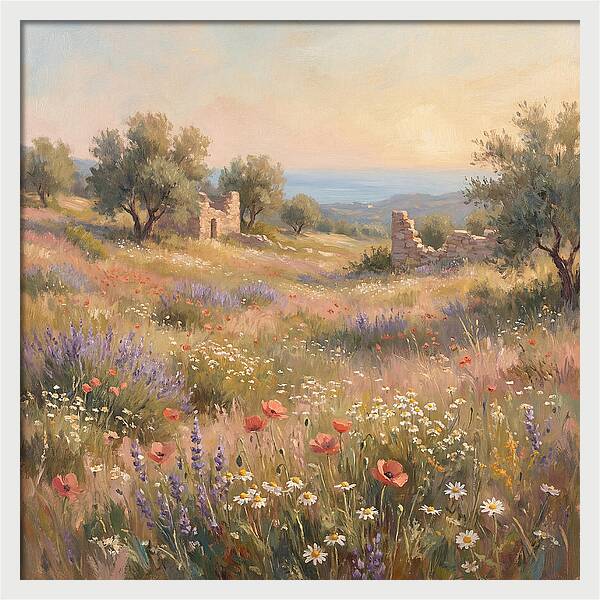 Meadow Wildflowers Under Mediterranean Sky