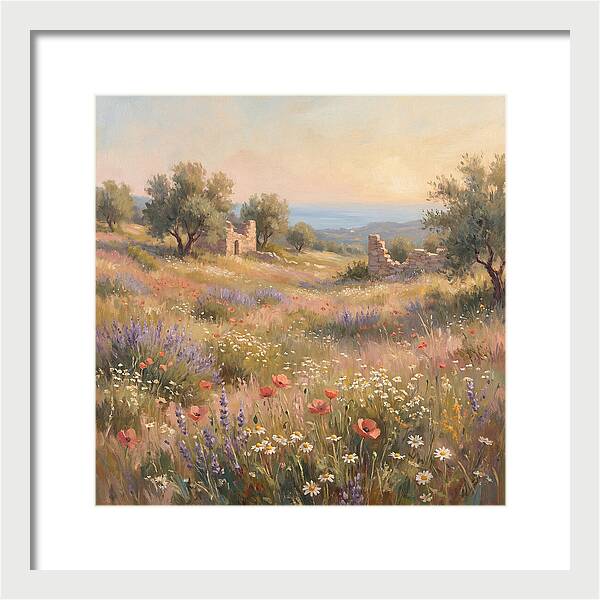 Meadow Wildflowers Under Mediterranean Sky