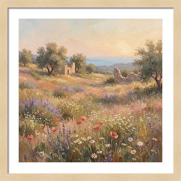 Meadow Wildflowers Under Mediterranean Sky