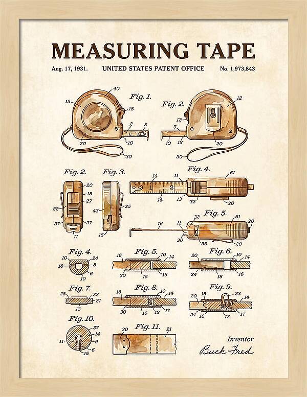 Measuring Tape Watercolor Patent Us1973843a
