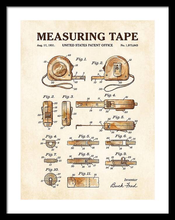 Measuring Tape Watercolor Patent Us1973843a