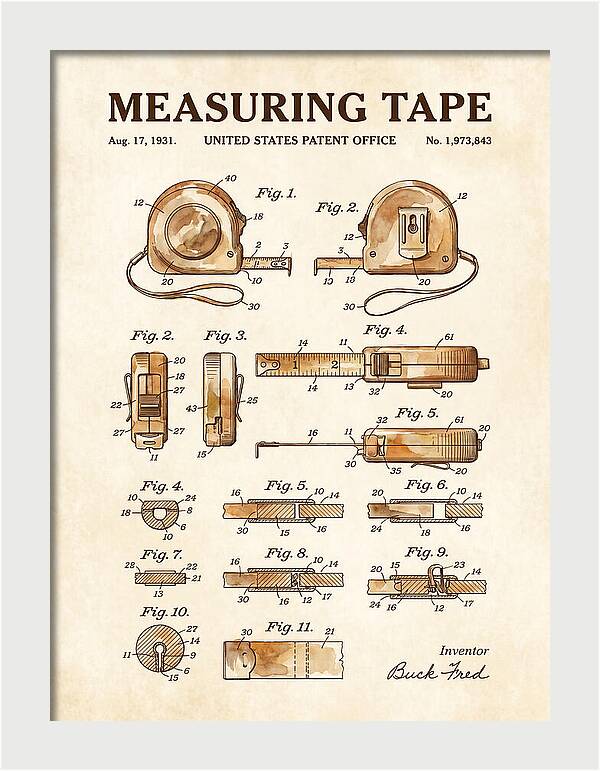 Measuring Tape Watercolor Patent Us1973843a