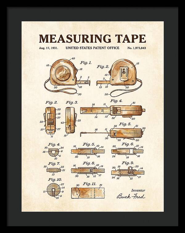 Measuring Tape Watercolor Patent Us1973843a