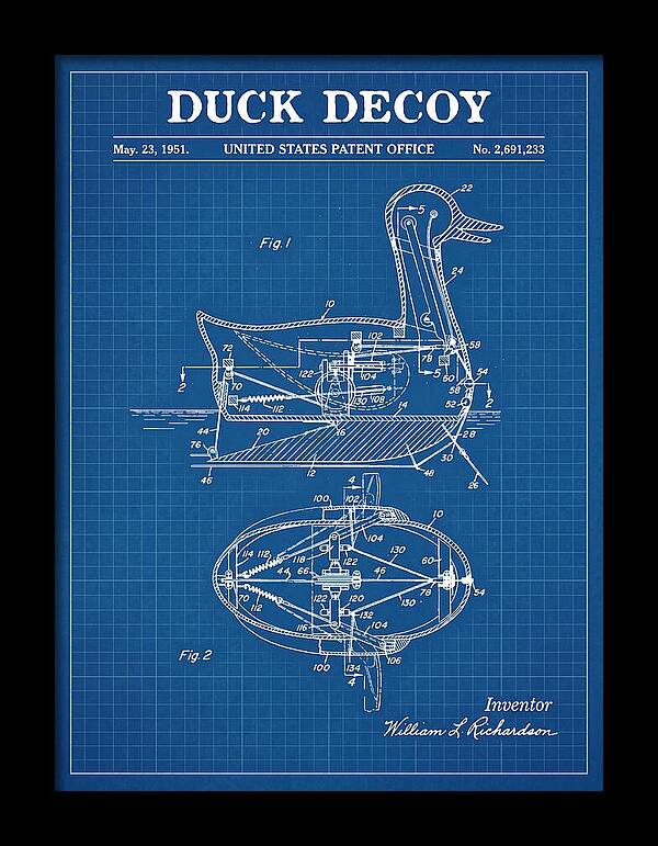 Mechanical Duck Decoy Blueprint Patent Us2691233a