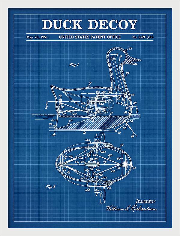 Mechanical Duck Decoy Blueprint Patent Us2691233a