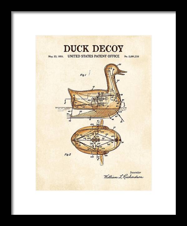 Mechanical Duck Decoy Watercolor Patent Us2691233a