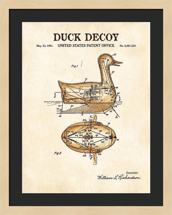 Mechanical Duck Decoy Watercolor Patent Us2691233a