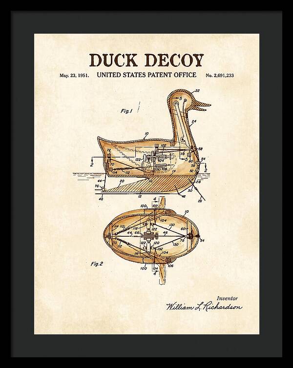 Mechanical Duck Decoy Watercolor Patent Us2691233a