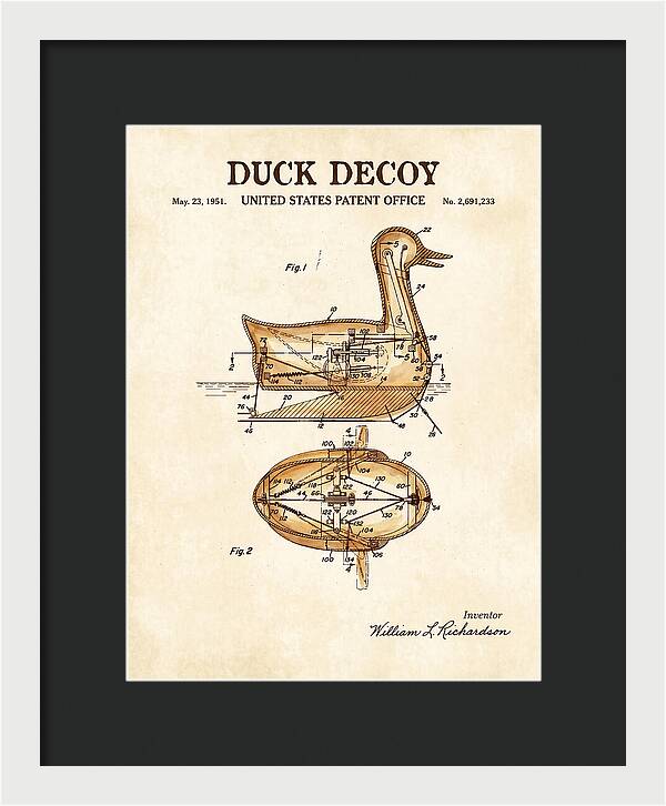 Mechanical Duck Decoy Watercolor Patent Us2691233a