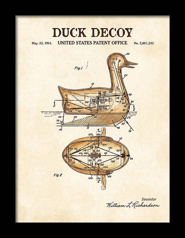 Mechanical Duck Decoy Watercolor Patent Us2691233a