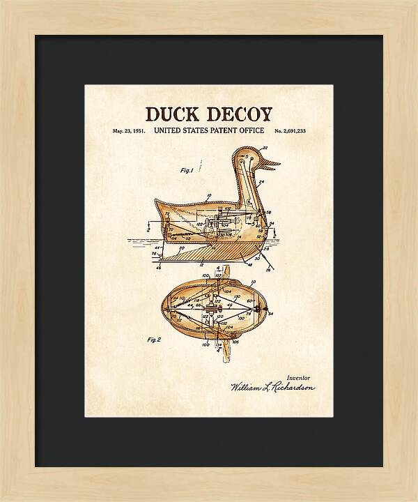 Mechanical Duck Decoy Watercolor Patent Us2691233a