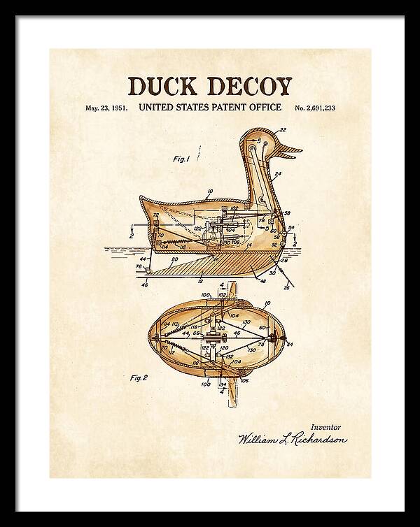 Mechanical Duck Decoy Watercolor Patent Us2691233a