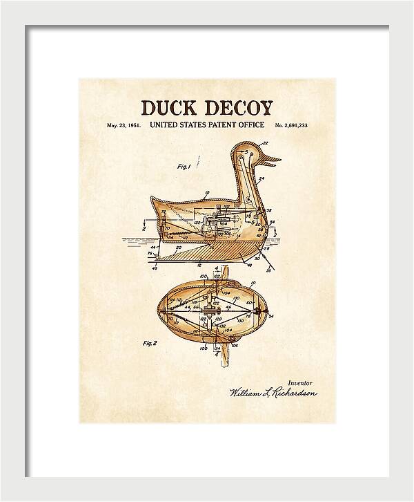 Mechanical Duck Decoy Watercolor Patent Us2691233a